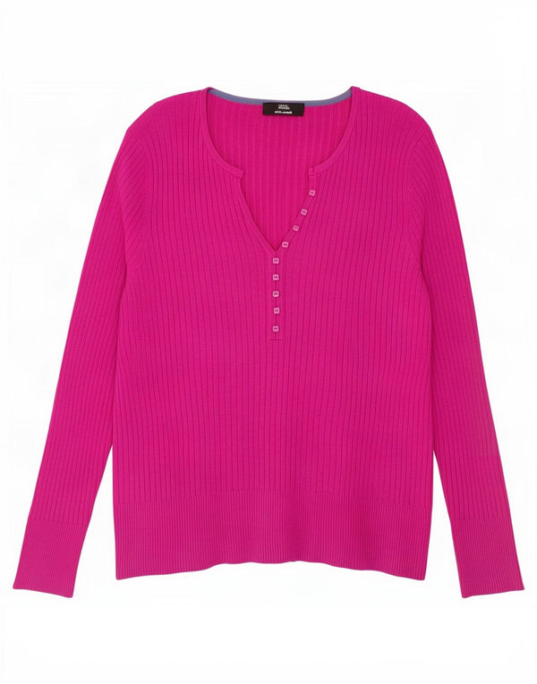 Marks & Spencer Dame V-hals sweater UK 22 3XL Pink Viscose