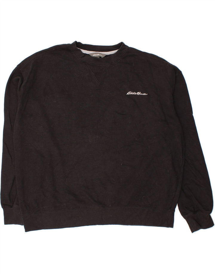 EDDIE BAUER Mens Loose Fit Sweatshirt Jumper Medium Black Cotton Vintage Eddie Bauer and Second-Hand Eddie Bauer from Messina Hembry 