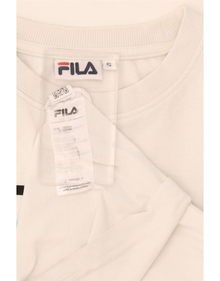 FILA Mens Graphic T-Shirt Top Small White Cotton Vintage Fila and Second-Hand Fila from Messina Hembry 