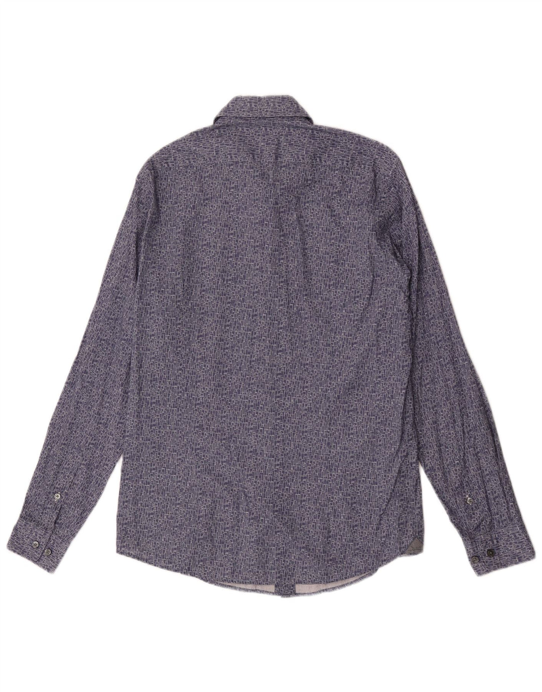 Hugo Boss Mens Regular Fit Shirt Medium Blue Geometric Cotton