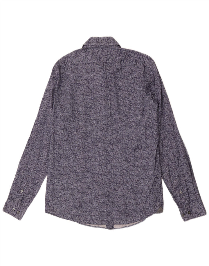 Hugo Boss Mens Regular Fit Shirt Medium Blue Geometric Cotton