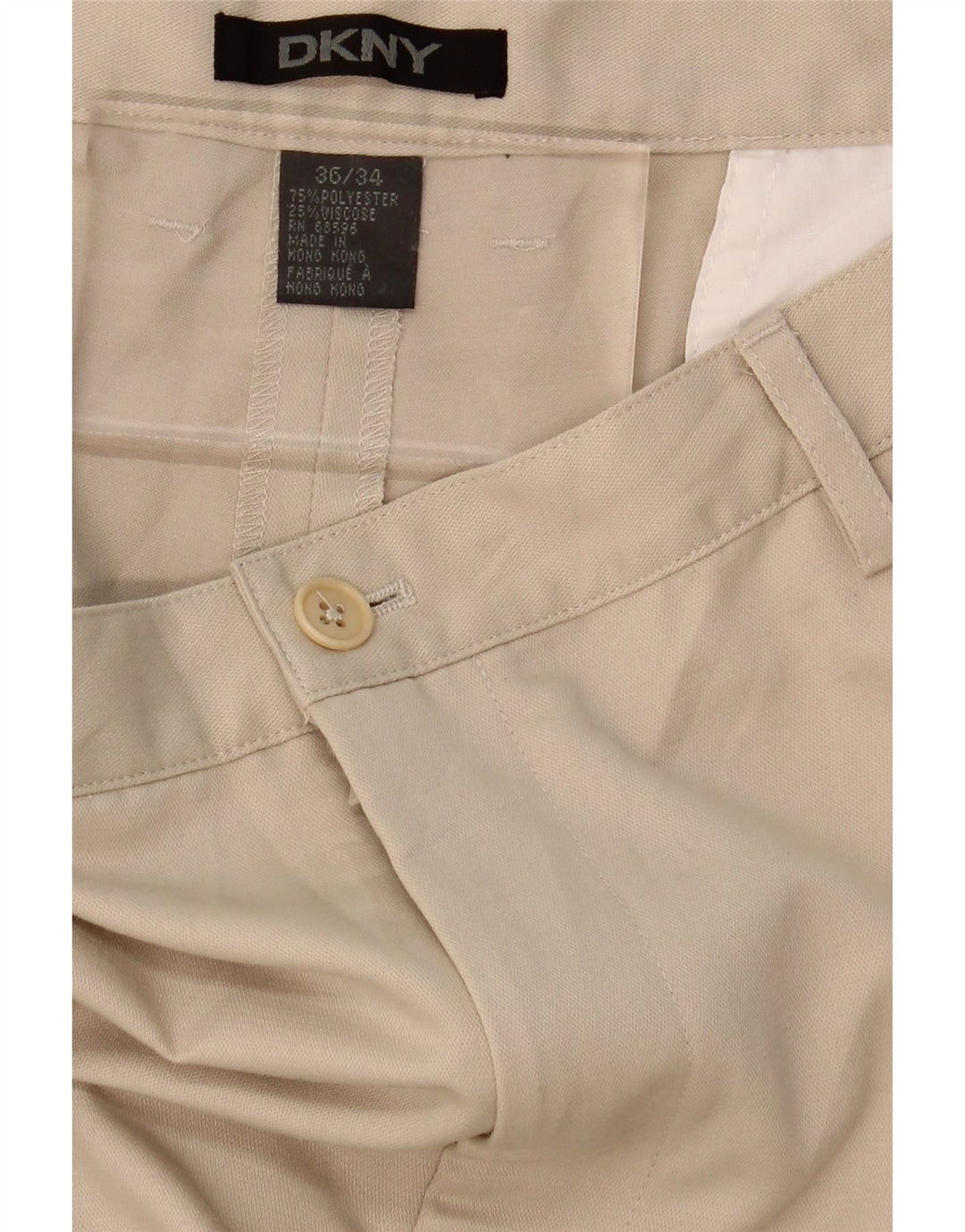 DKNY Mens Straight Suit Trousers W36 L34 Beige Polyester Vintage Dkny and Second-Hand Dkny from Messina Hembry 