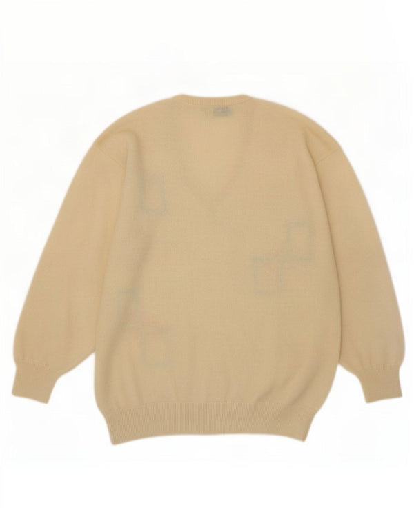 Maglione da uomo con scollo a V Pringle, grande lana vergine geometrica beige