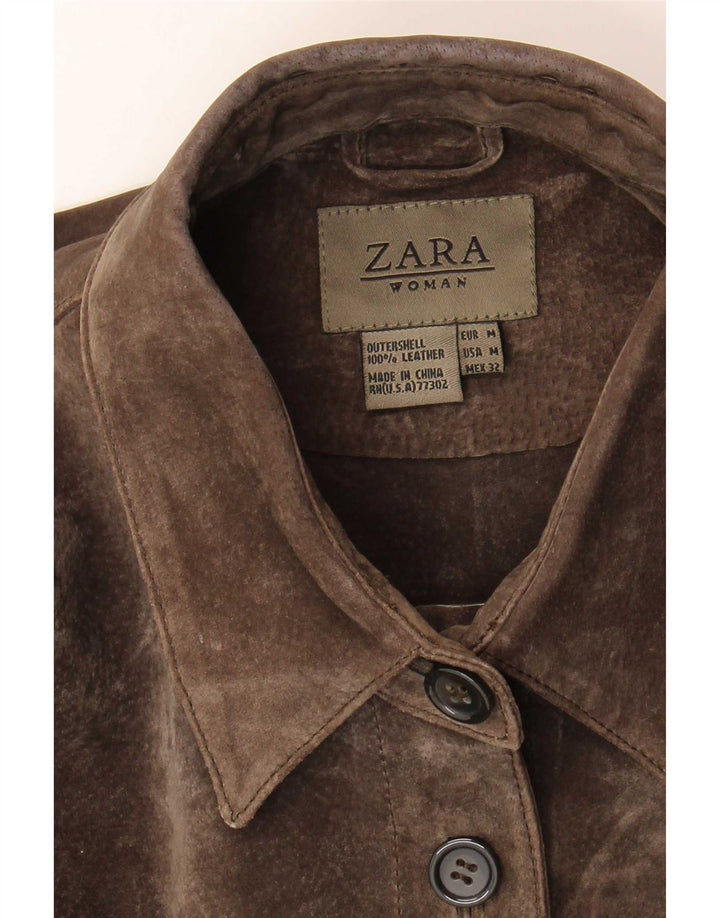 Zara női velúrkabát UK 14 közepes barna bőr