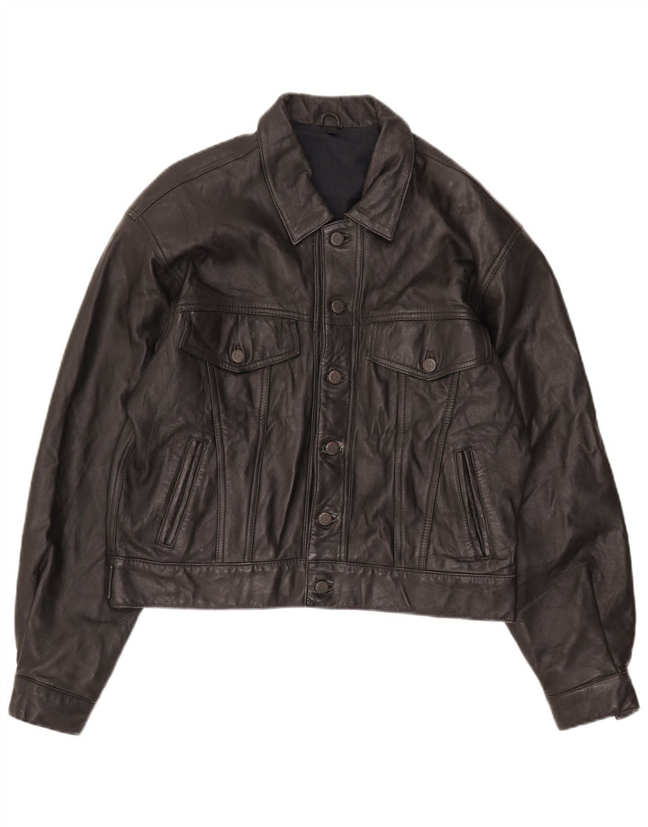 Vintage Herre Bomber Læderjakke UK 36 Small Black