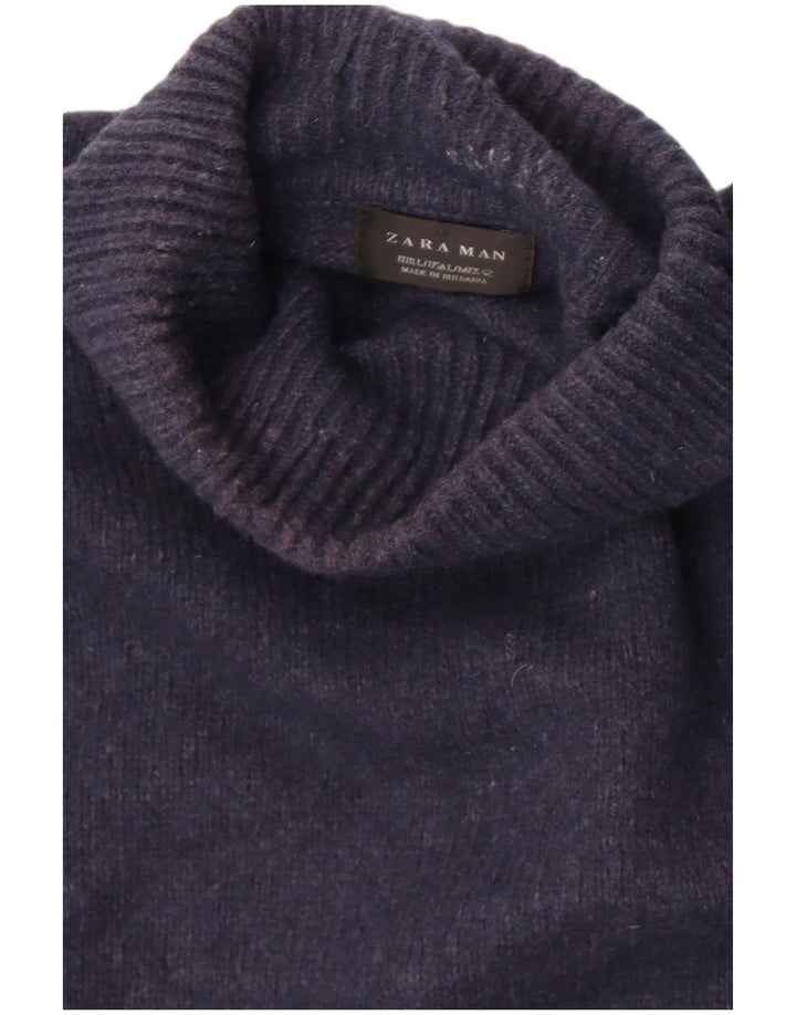 Maglione maglione collo alto da uomo Zara grande blu navy