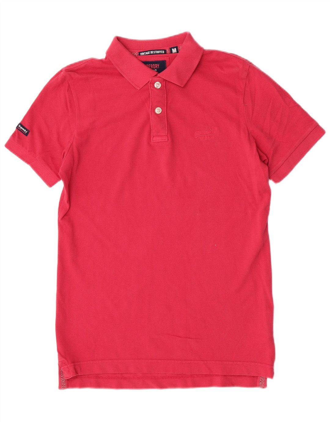 Superdry Mens Short Sleeve Polo Shirt Medium Pink Cotton