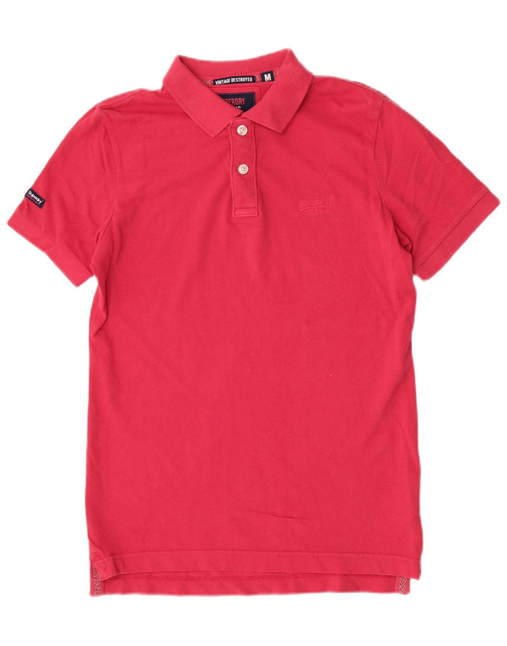 Superdry Mens Short Sleeve Polo Shirt Medium Pink Cotton