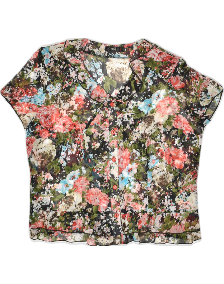 VINTAGE Womens Short Sleeve Shirt Blouse IT 46 Large Multicoloured Floral | Vintage Vintage | Thrift | Second-Hand Vintage | Used Clothing | Messina Hembry 