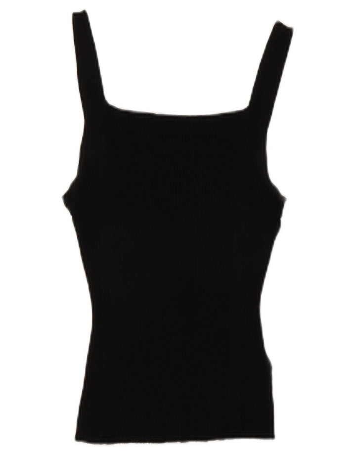 Zara Womens Crop Cami Top UK 12 Medium Black Viscose
