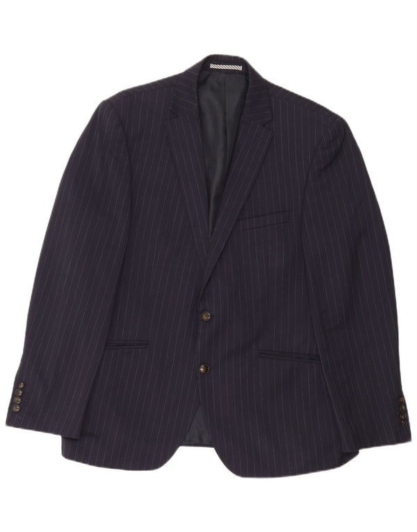 Marks & Spencer Mens Blazer Jacket IT 42 Medium Navy Blue Pinstripe