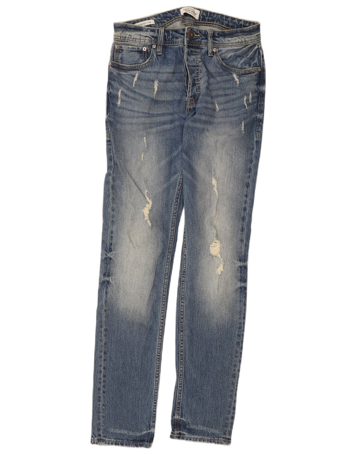 Jack & Jones Mens Tim Distressed Slim Jeans W27 L32 Blue