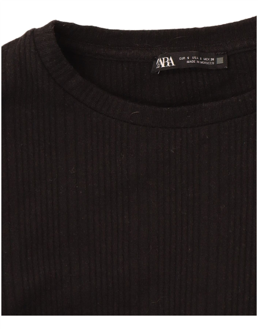 ZARA Womens Crop Top Long Sleeve UK 8 Small Black