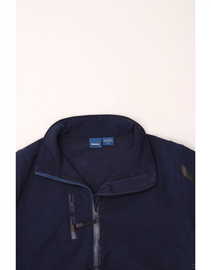 REEBOK Womens Tracksuit Top Jacket UK 16 Large Navy Blue Polyester Vintage Reebok and Second-Hand Reebok from Messina Hembry 