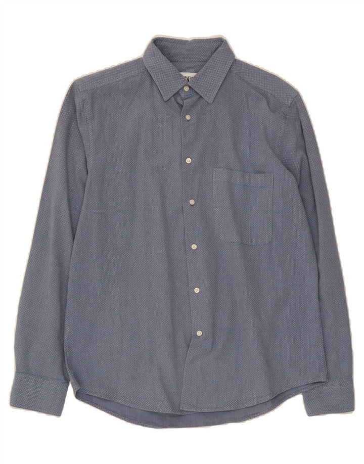ZARA Mens Shirt Medium Blue Spotted Vintage Zara and Second-Hand Zara from Messina Hembry 