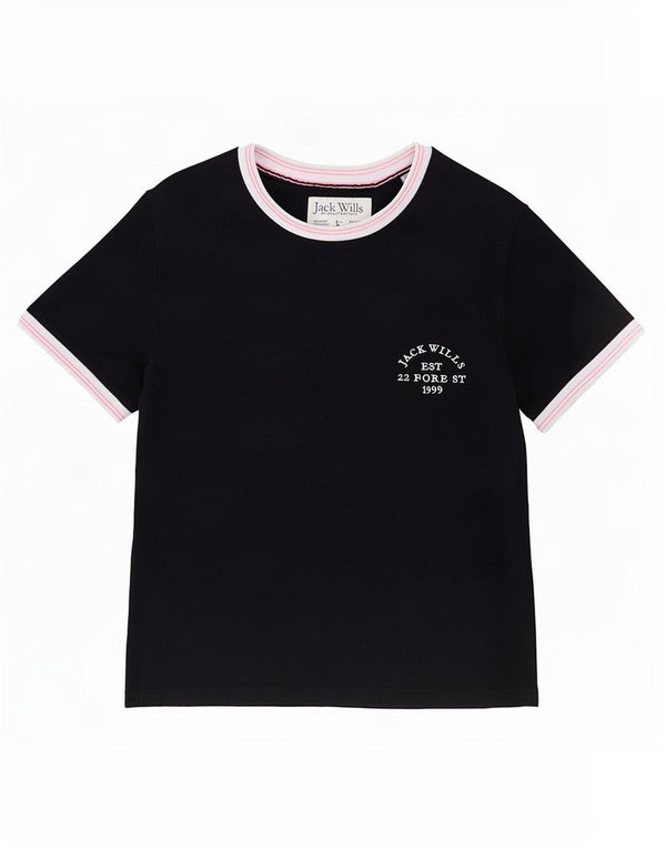 T-shirt grafica da donna Jack Wills Top UK 12 cotone blu navy medio