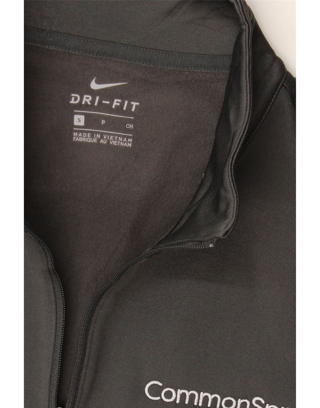 NIKE Womens Dri Fit Graphic Tracksuit Top Jacket UK 10 Small Grey Vintage Nike and Second-Hand Nike from Messina Hembry 