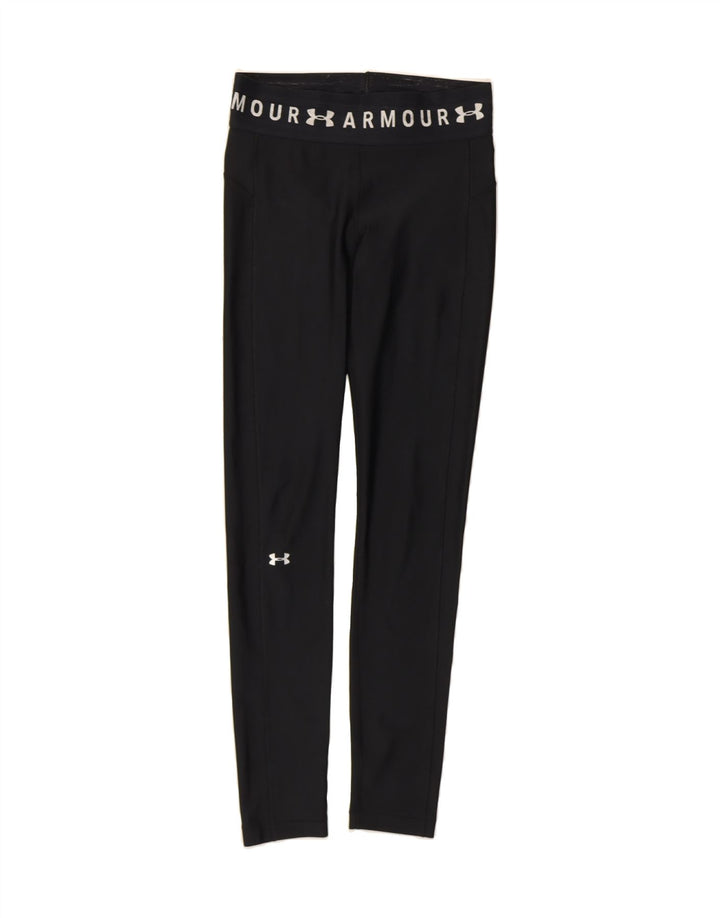 UNDER ARMOUR Womens Graphic Leggings UK 10 Small Black Vintage Under Armour and Second-Hand Under Armour from Messina Hembry 