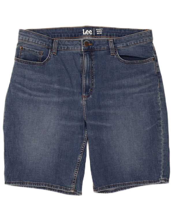 Lee Womens Mid Rise Regular Fit Bermuda Denim Shorts US 18 2XL W36 Blau