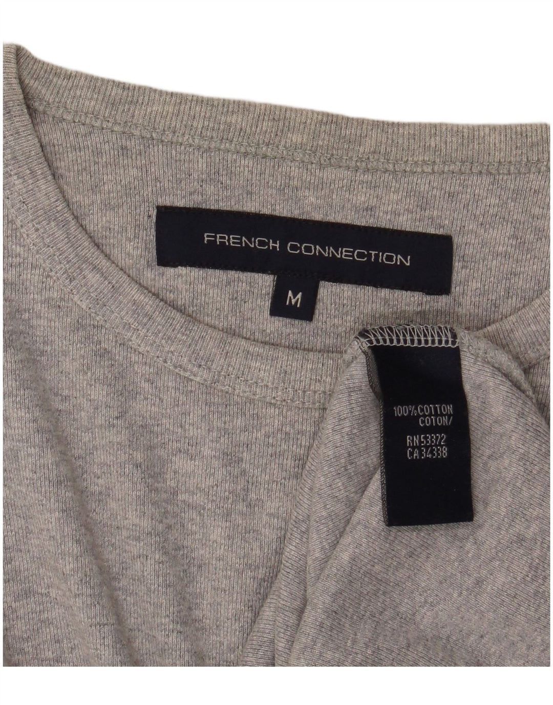 French Connection Mens Top Long Sleeve Medium Grey Flecked Cotton