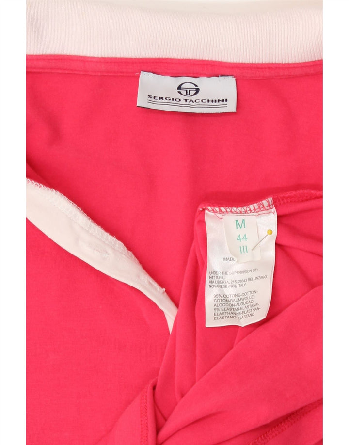 Sergio Tacchini Womens Polo Shirt IT 44 Medium Pink Cotton