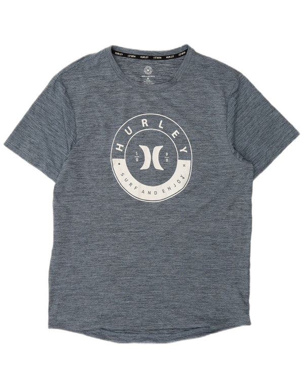 Hurley Herre grafisk T-shirt Top Medium Marineblå Flecked Polyester