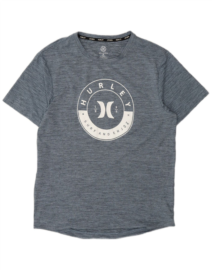 Hurley Herre grafisk T-shirt Top Medium Marineblå Flecked Polyester