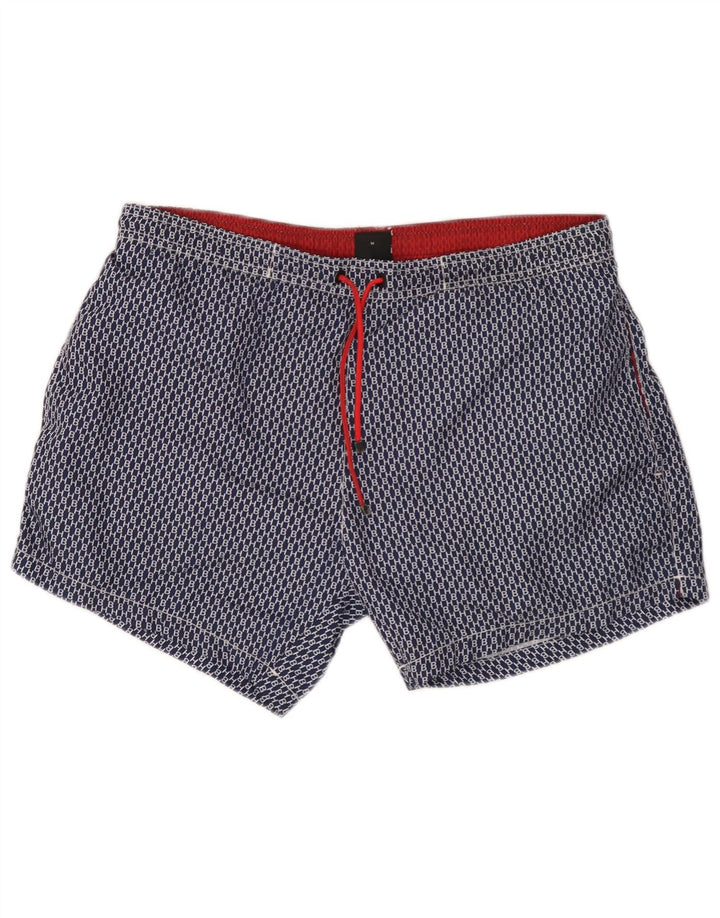 Hugo Boss Herre grafiske svømmeshorts Medium Navy Blue Geometrisk Polyester