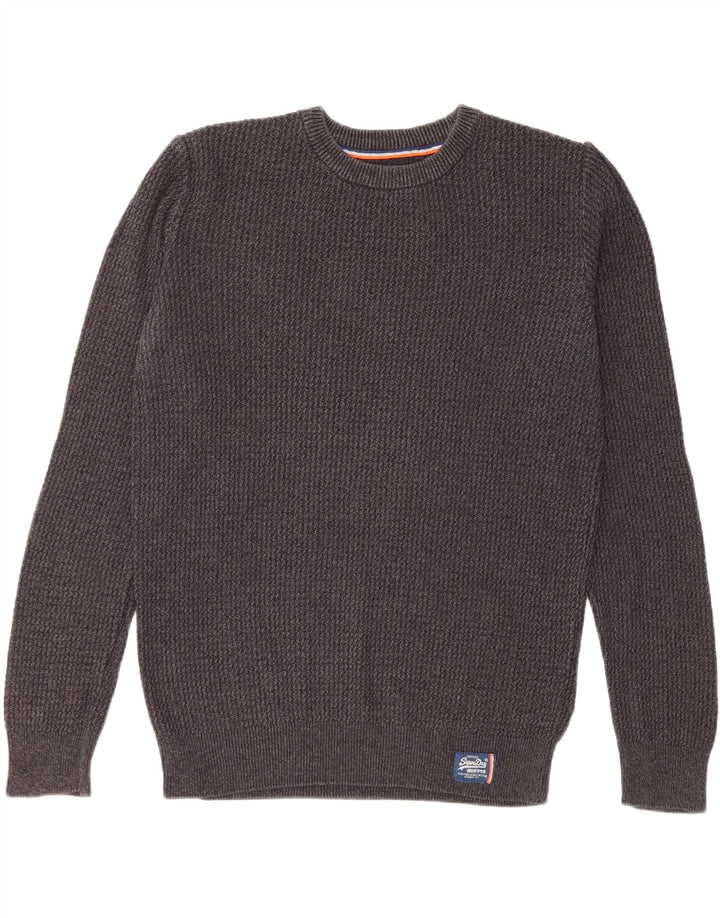 Maglione maglione girocollo da uomo Superdry in cotone grigio medio