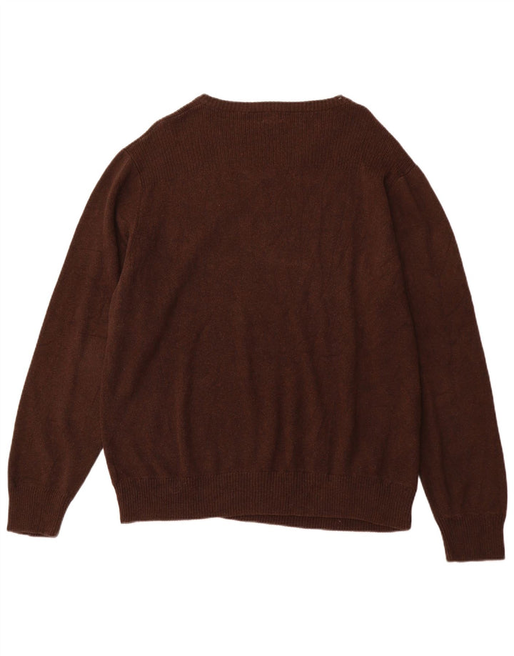 LEVI'S Mens V-Neck Jumper Sweater XL Brown Cotton