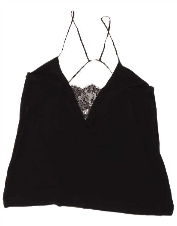 Zara Womens Halter Top UK 12 Medium Black