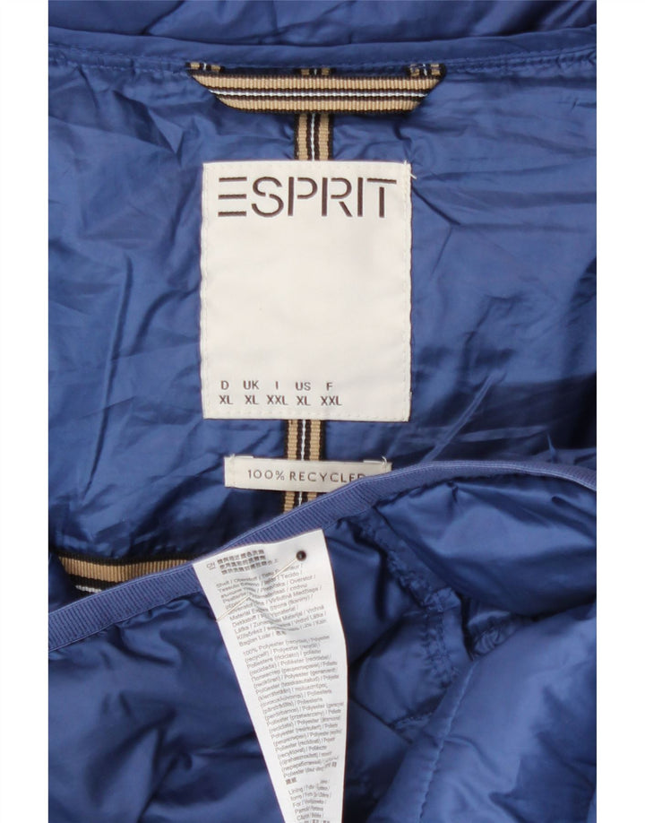 Esprit Womens Hooded Padded Jacket UK 18 XL Blue Polyester