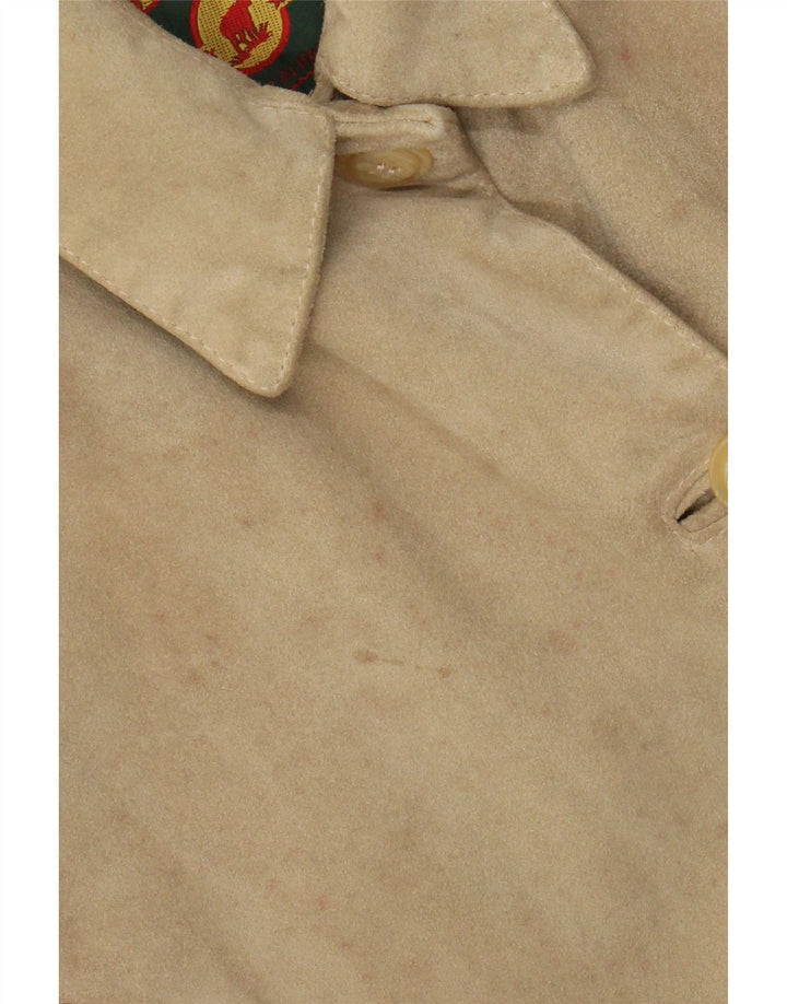 Vintage Womens Suede Jacket IT 46 Large Beige Leather