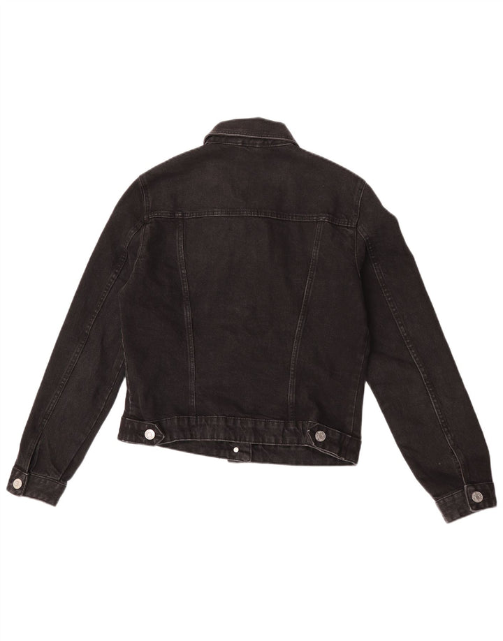 Zara Damen Crop Jeansjacke UK 12 Medium Schwarz