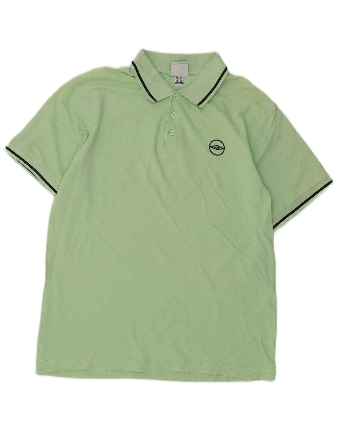 Umbro Mens Polo Shirt Medium Green Striped Cotton