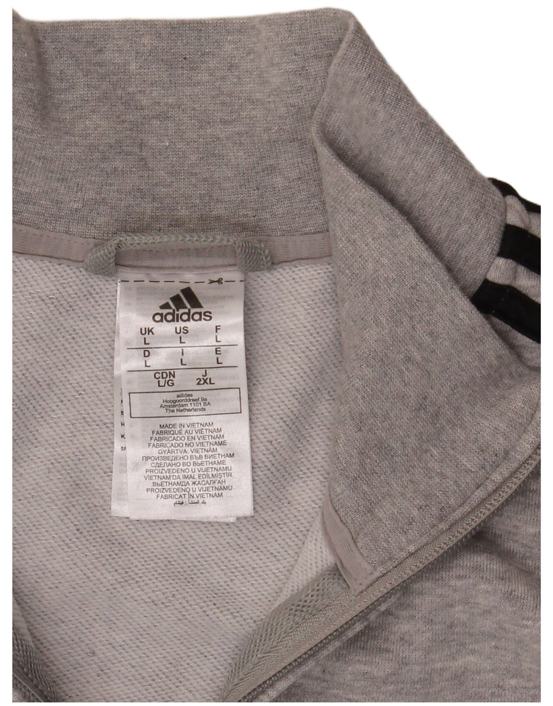 Adidas Womens Tracksuit Top Jacket Large Grey Flecked Cotton