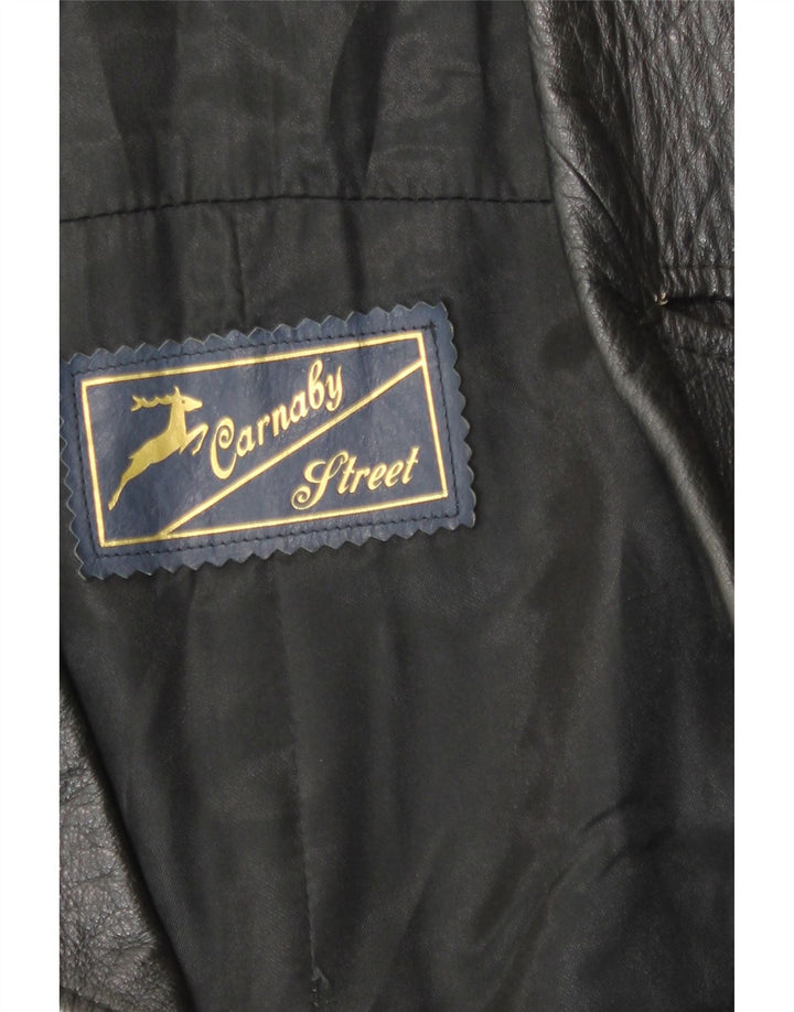 Carnaby Street Mens Double Breasted Leather Jacket UK 38 Medium Black