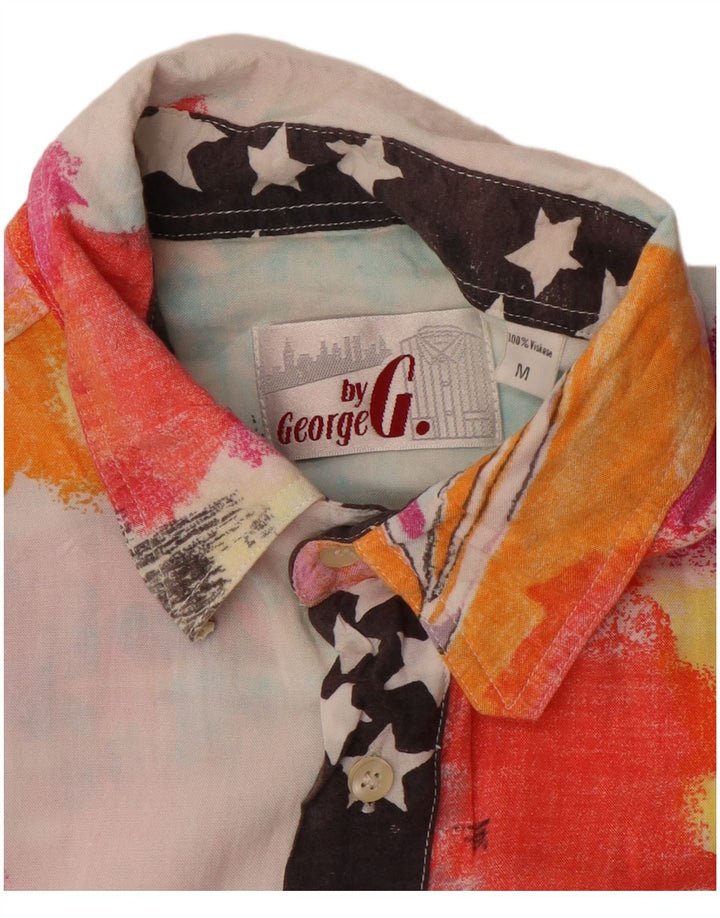 Vintage Mens Abstract Pattern Short Sleeve Shirt Medium Multicoloured