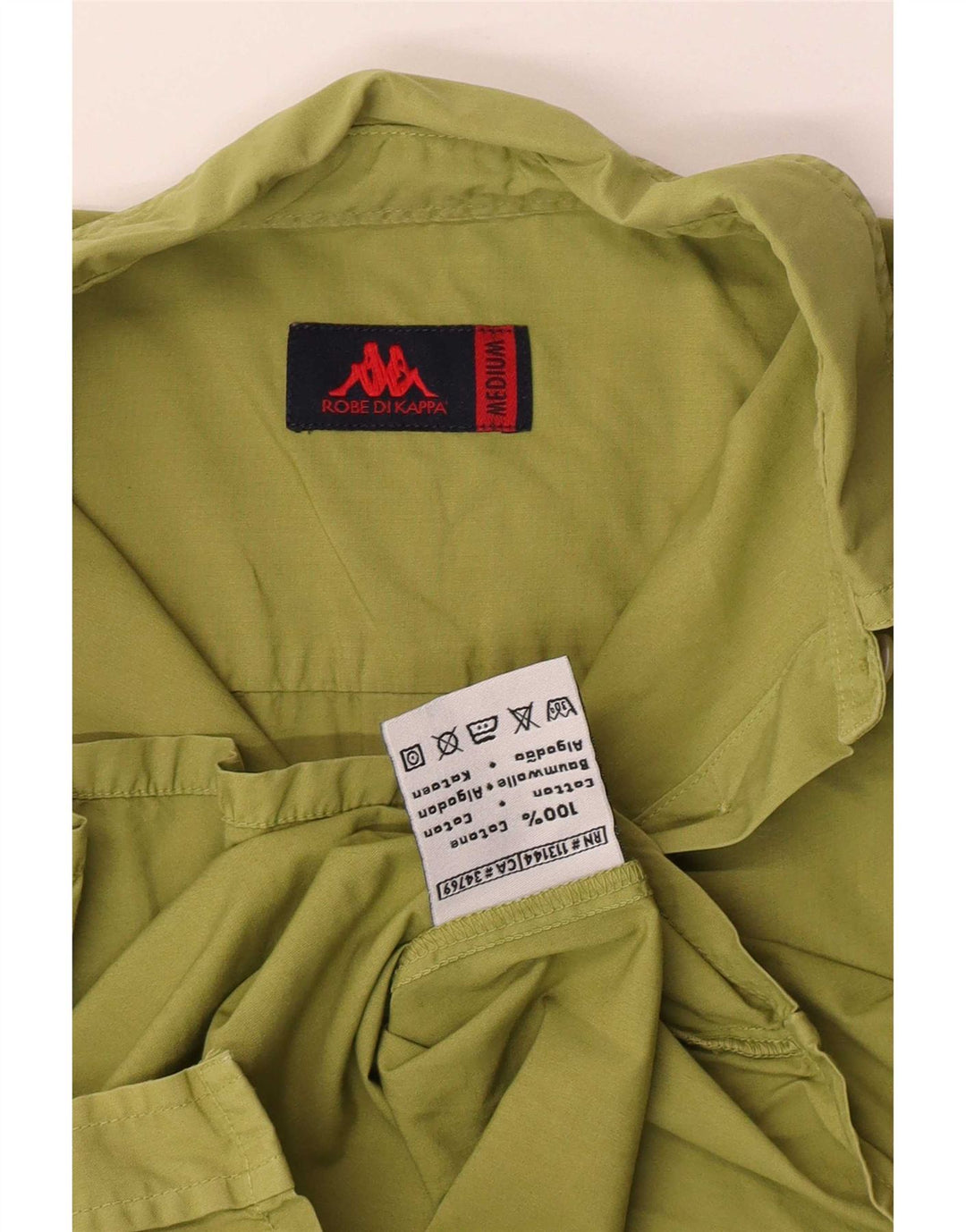 Kappa Womens Long Sleeve Regular Shirt UK 12 Medium Green Cotton