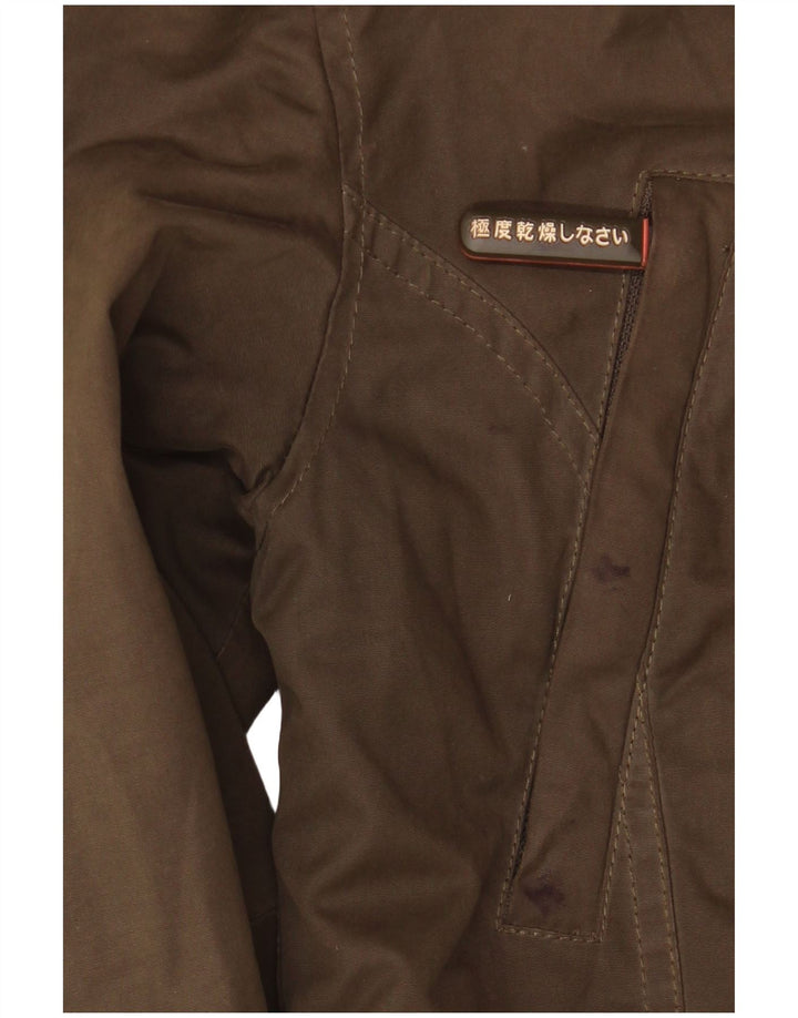 Superdry Womens Hooded Windbreaker Jacket UK 14 Medium Khaki Polyester