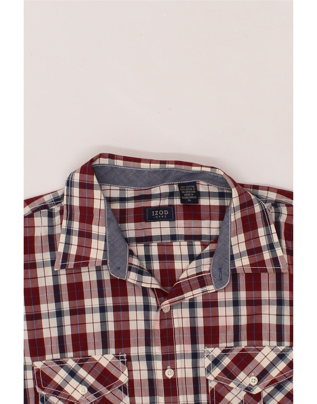 IZOD Mens Shirt XL Red Check Cotton Vintage Izod and Second-Hand Izod from Messina Hembry 