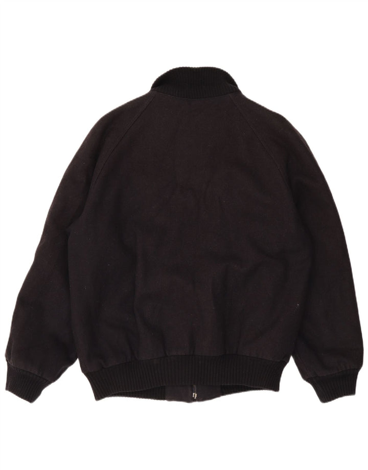 Vintage Mens Bomber Windbreaker Jacket IT 52 XL Black Wool