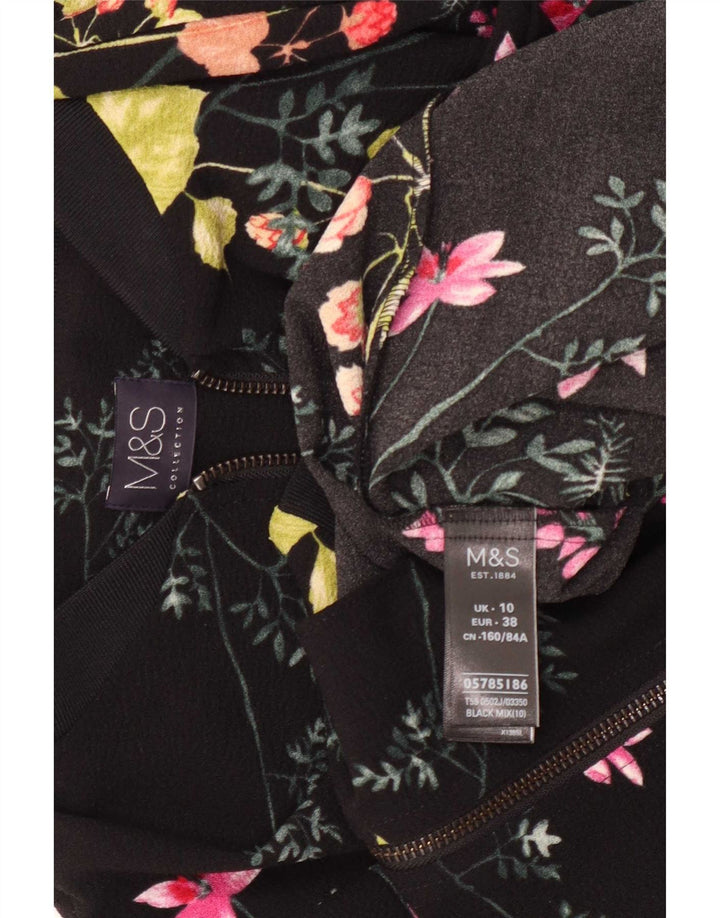 Marks & Spencer Chaqueta Bomber Extragrande para Mujer UK 10 Small Black Floral