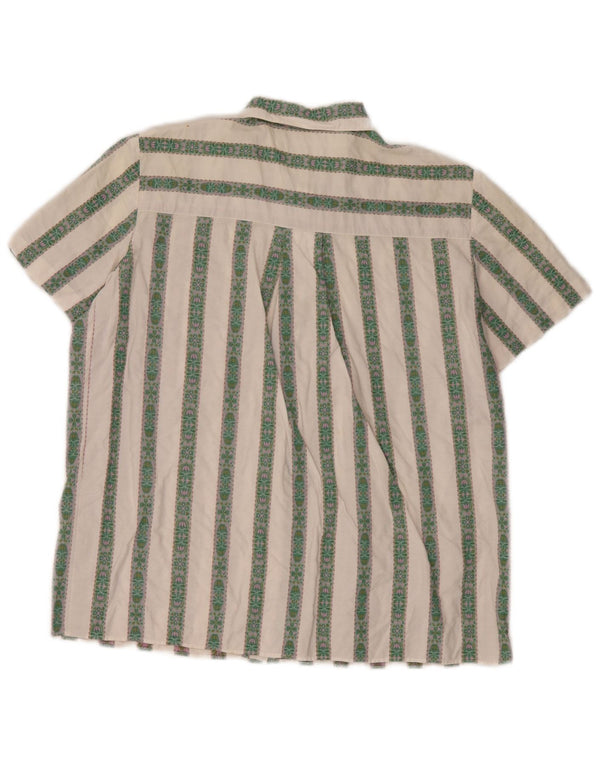 Camicia a maniche corte da donna vintage UK 16 a righe bianche grandi