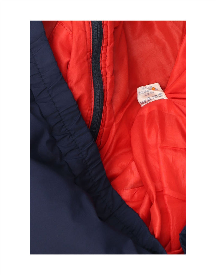 VINTAGE Mens Padded Jacket UK 38 Medium Navy Blue Colourblock Polyamide
