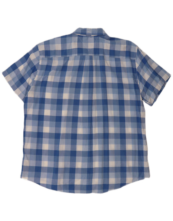 Camicia a maniche corte da uomo Tommy Hilfiger XL in cotone a quadri blu