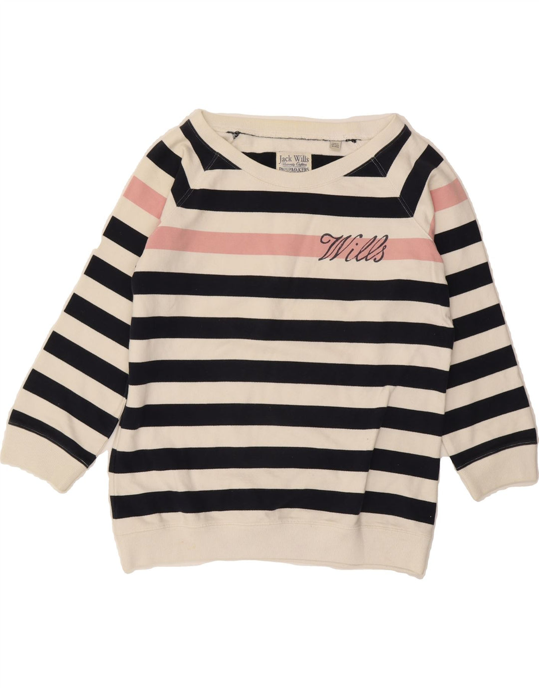 JACK WILLS Womens Graphic Sweatshirt Jumper UK 12 Medium  Off White Vintage Jack Wills and Second-Hand Jack Wills from Messina Hembry 