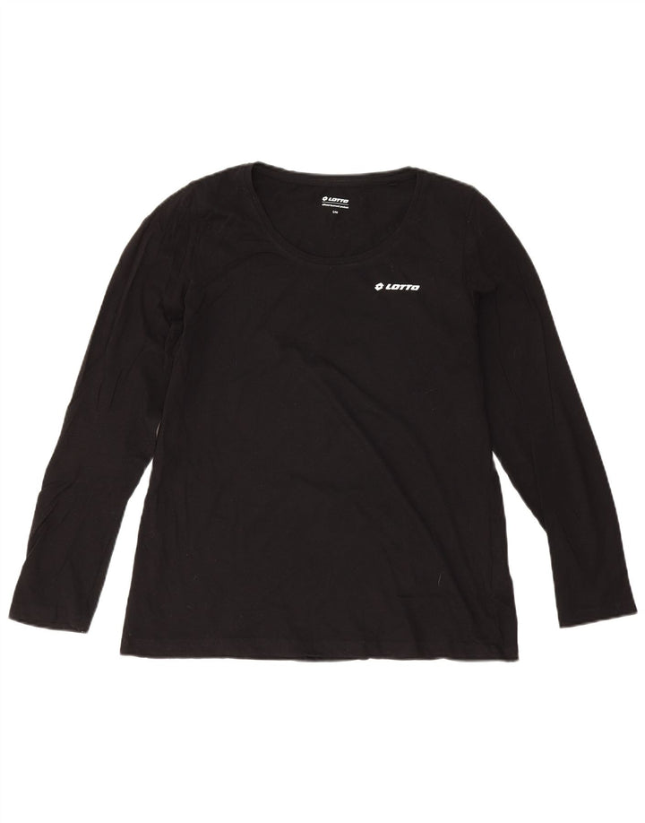 Lotto Womens Oversized Top Long Sleeve UK 10 Small Black Cotton