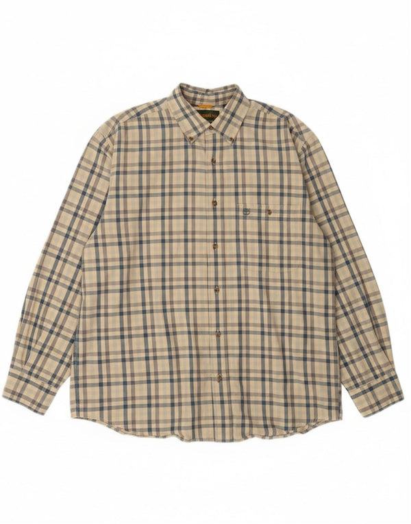 Timberland Mens Shirt Medium Beige Gingham Cotton