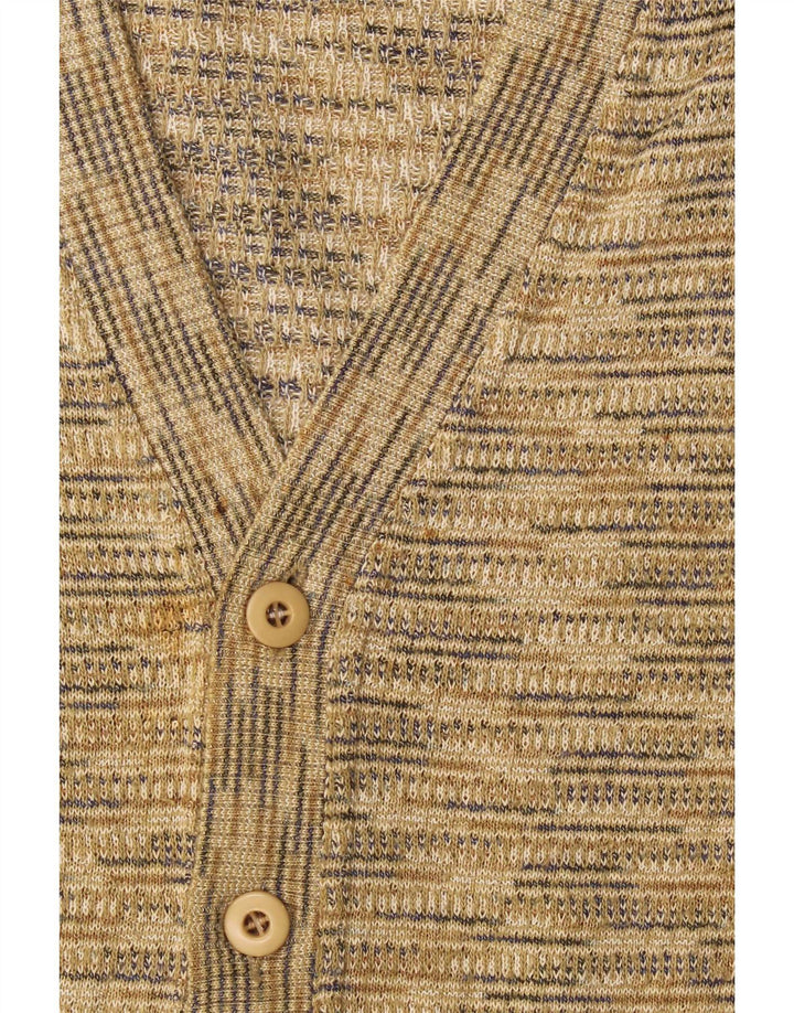 Mapier Mens Sleeveless Cardigan Sweater Medium Beige Flecked Cotton